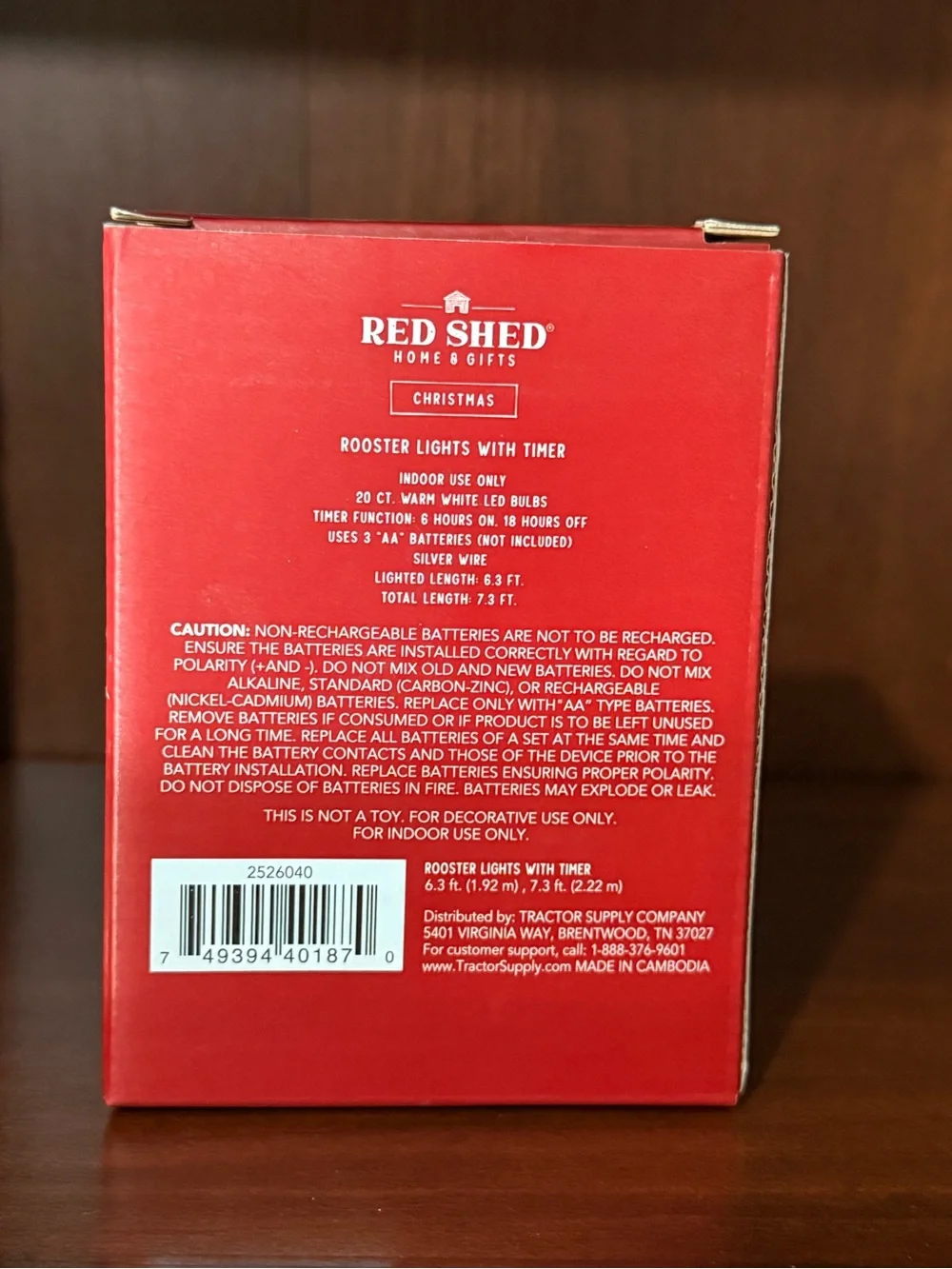 Red Shed Rooster String Lights in Red & Blue